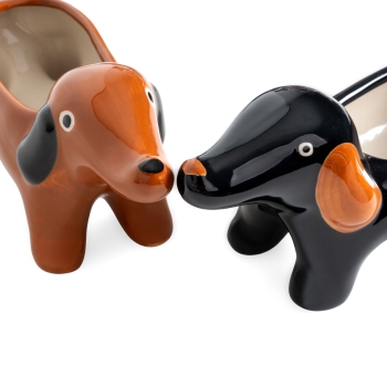 Preview: Mini Blumentopf Dackel braun