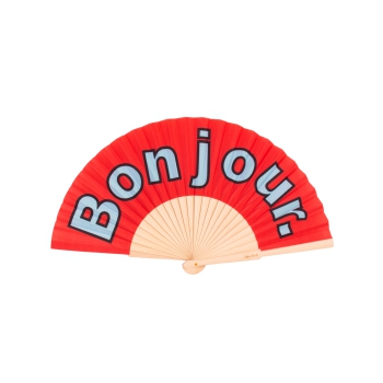Handfächer Bonjour Rot
