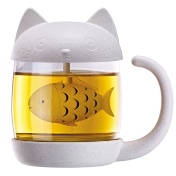 Teetasse Katze mit integriertem Tee Ei