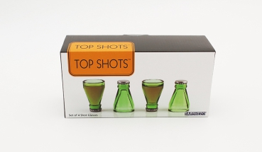 Top Shots Schnapsgläser 4er Set BARBUZZO recycelte Flaschen Kronkorken 50 ml 