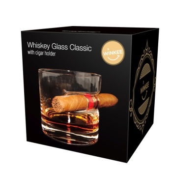 Whiskey Glas mit Zigarrenablage Classic
