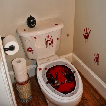 Klodeckel Aufkleber Horror Blut Hände