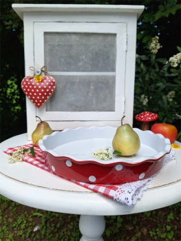 Preview: Runde Backform Rot mit weißen Punkten