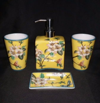 Bad Accessoires Gelb - Blütenmotiv