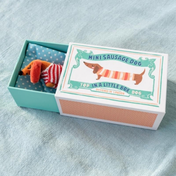 Mini Stofftier Dackel in einer kleinen Box