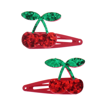 Glitzer Haarspangen Kirsche