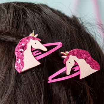 Preview: Glitzer Haarspangen Einhorn