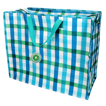 Preview: XXL Aufbewahrungstasche Karomuster Blau