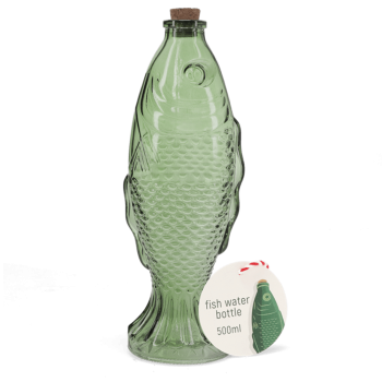 Preview: Glasflasche 'Grüner Fisch'