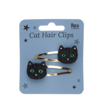 Glitzer Haarspangen Katze schwarz