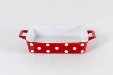 Auflaufform mit Griffen Rot-Weiß
