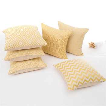 Jacquard Kissenbezug Gelb Muster