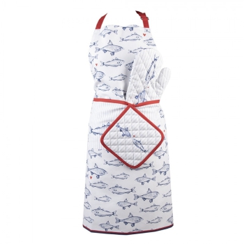 Schürze Fische Blau / Rot