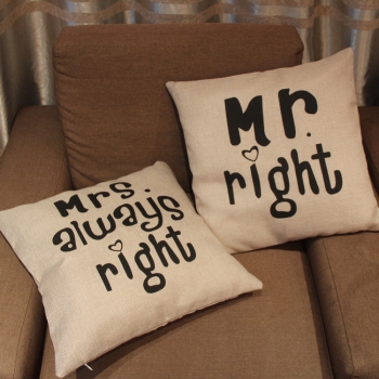 Kissenhüllen Mr. Right & Mrs. Always Right