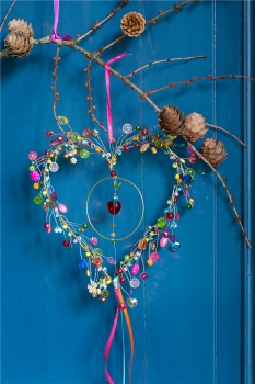 Preview: Perlen Dekoanhänger Kranz mit Stern