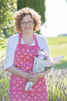 Schürze Veronika rot-grau
