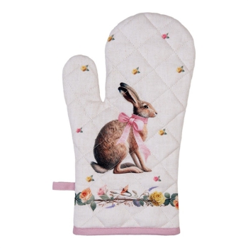 Preview: Ofenhandschuh Hase & Rosen Pink