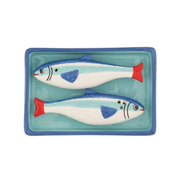 Salz- & Pfefferstreuer Sardine mit Ablage