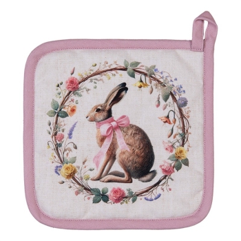 Topflappen Hase & Rosen Pink