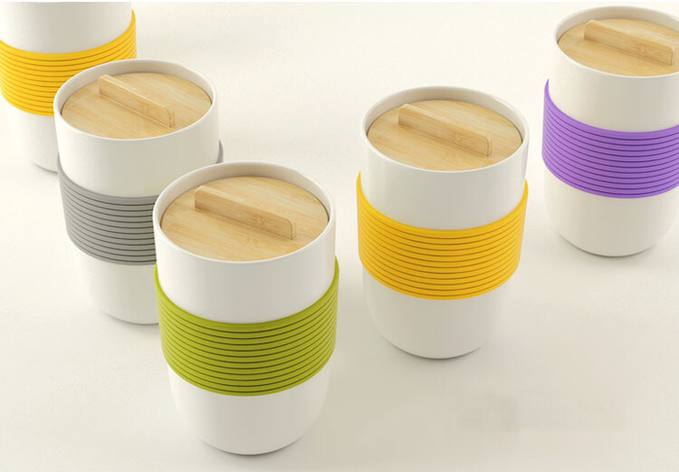 Planetlu*Shop - Silikonring Tasse mit Holzdeckel