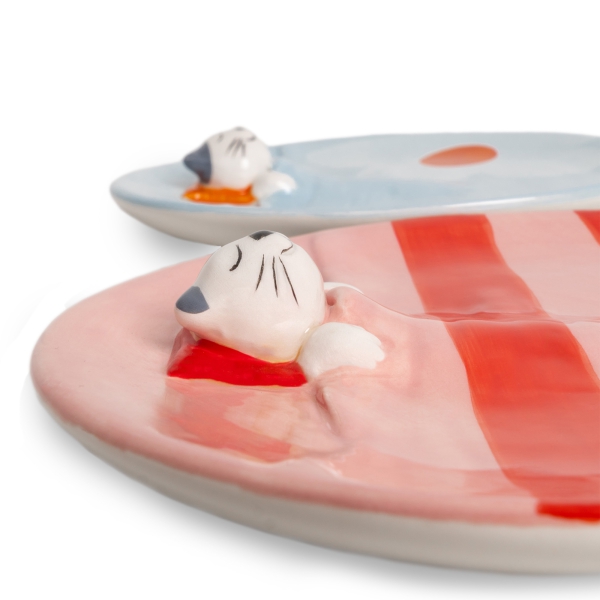 Schmuckablage träumende Katze - pink