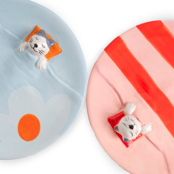 Schmuckablage träumende Katze - pink