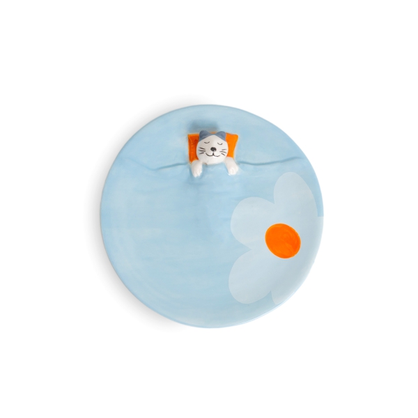 Schmuckablage träumende Katze - blau