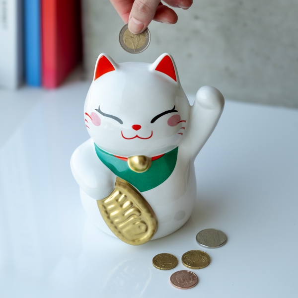 Spardose Lucky Cat weiß