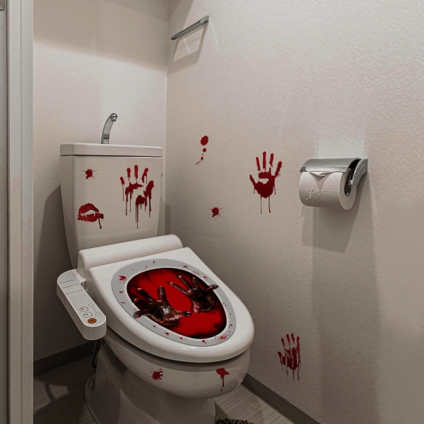Klodeckel Aufkleber Horror Blut Hände
