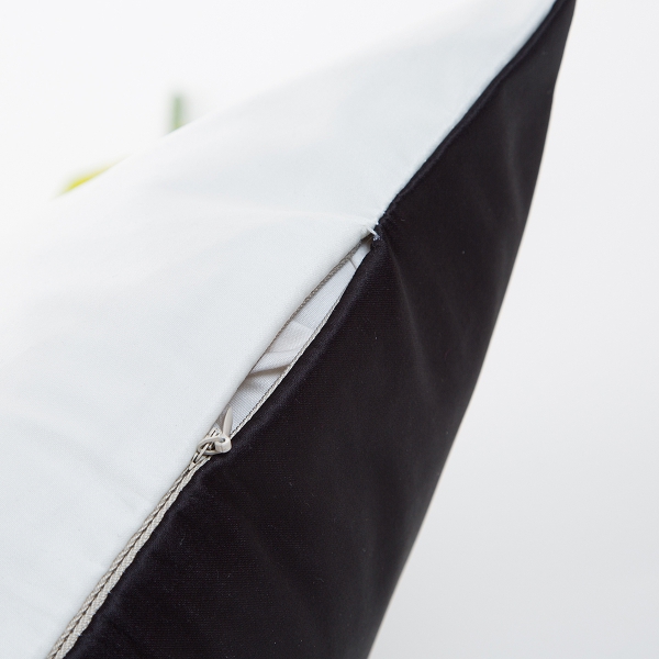 Satin Optik Bezug Vögel schwarz weiß