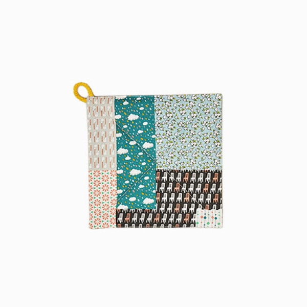 Topflappen Patchwork Grün Quadrat 2er Set
