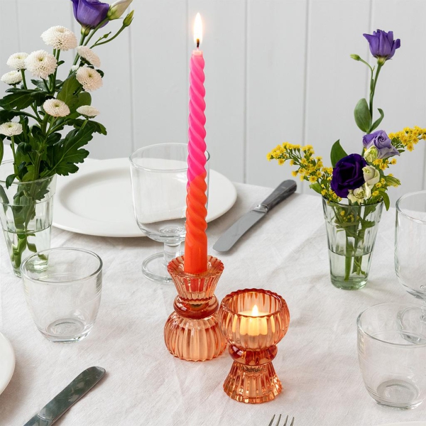 Doppel Kerzenständer Orange