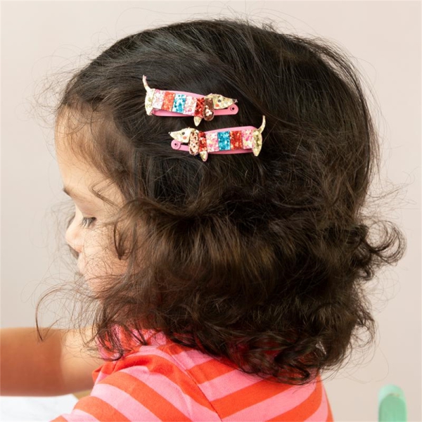 Glitzer Haarspangen Dackel