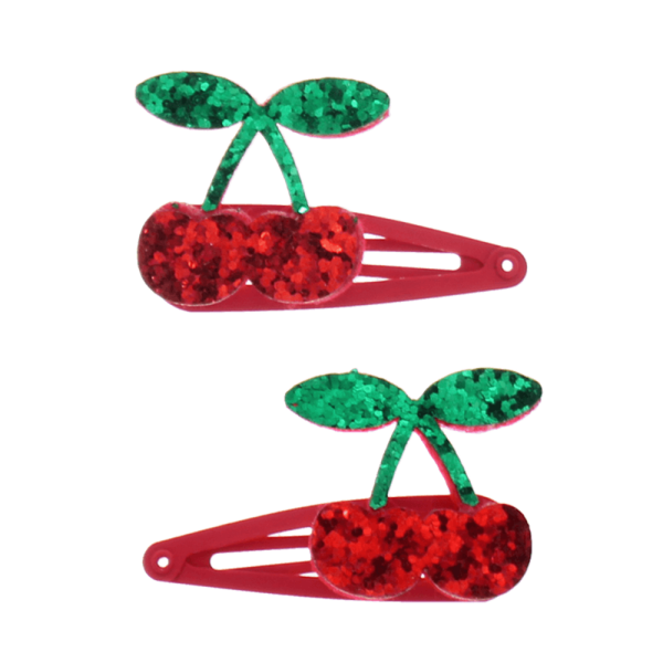 Glitzer Haarspangen Kirsche