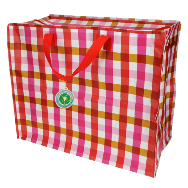 XXL Aufbewahrungstasche Karomuster Rot