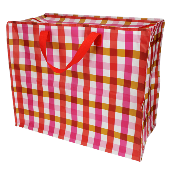 XXL Aufbewahrungstasche Karomuster Rot