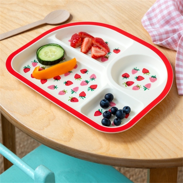 Kinderteller mit Fächern Erdbeere