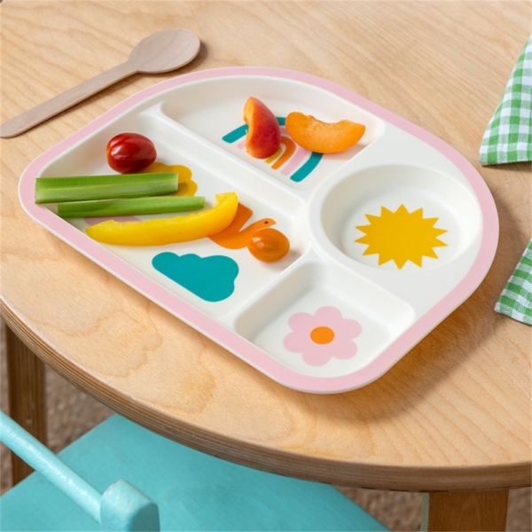 Kinderteller mit Fächern Regenbogen Garten