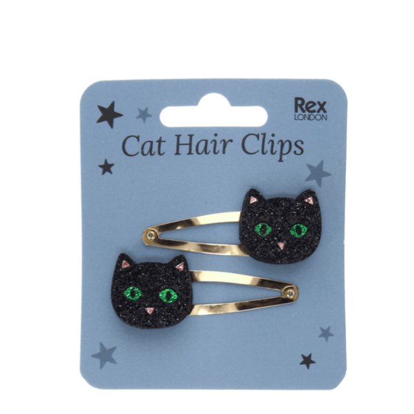 Glitzer Haarspangen Katze schwarz