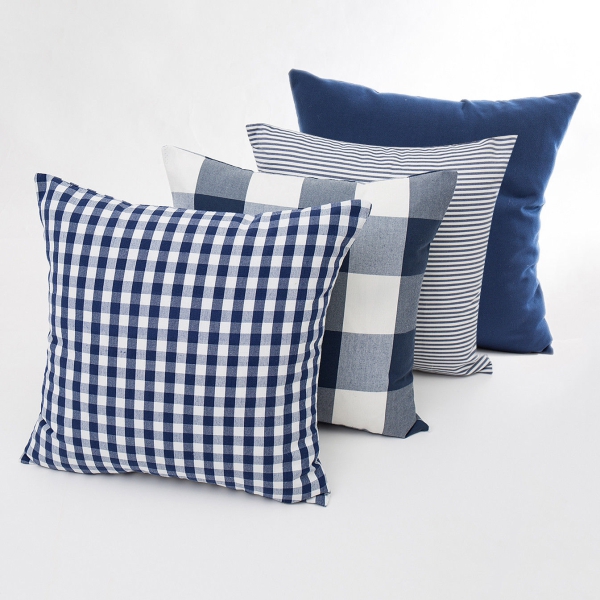 Kissenbezug Blau - Uni / Kariert / Gestreift