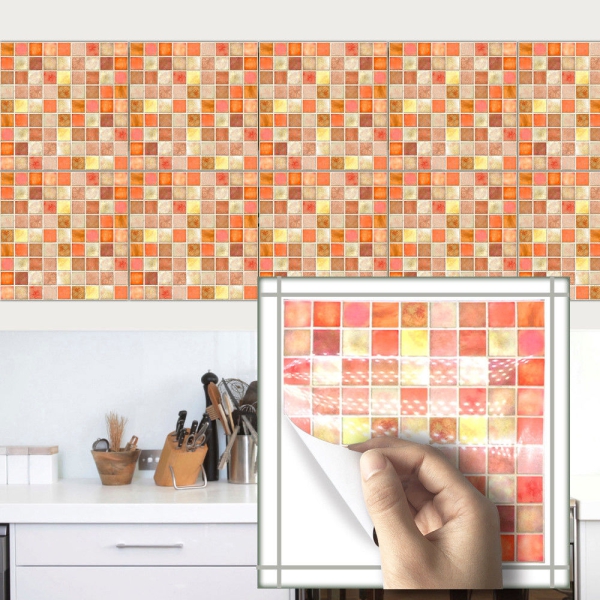 Fliesenaufkleber Mosaik Rot-Orange 20x20