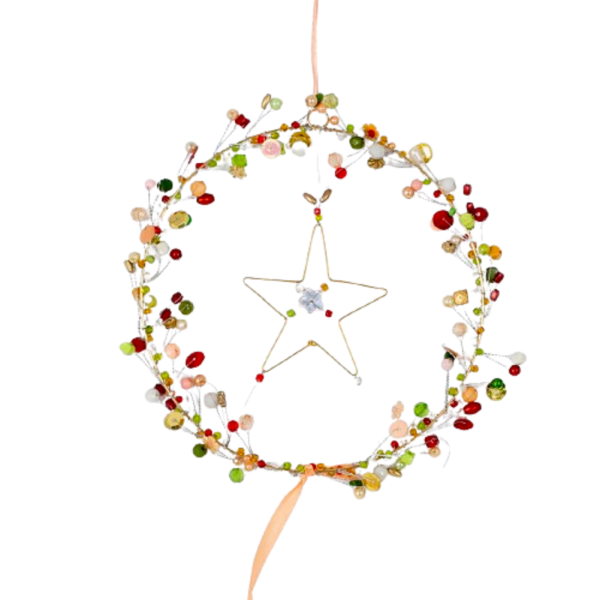 Perlen Dekoanhänger Kranz mit Stern Tara
