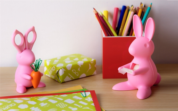 Büroklammerhalter & Schere Desk Bunny Pink