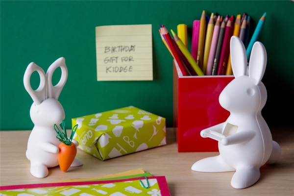 Büroklammerhalter & Schere Desk Bunny Weiß