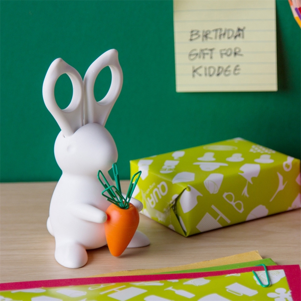 Büroklammerhalter & Schere Desk Bunny Weiß