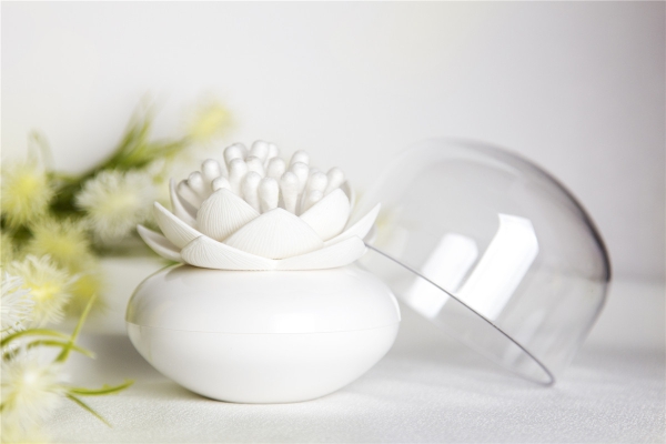 Wattestäbchenspender Lotus Weiß-Weiß