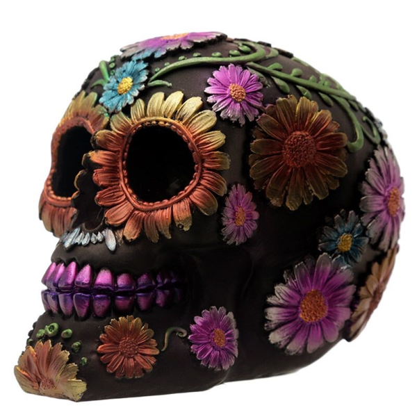 Totenkopf Blumenmotiv Orange