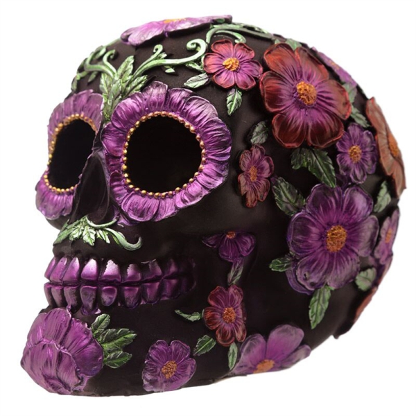 Totenkopf Blumenmotiv Lila