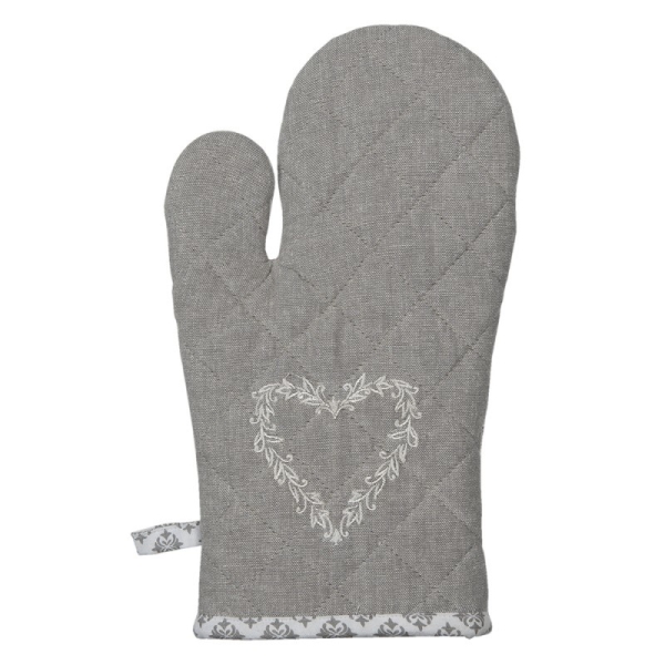 Ofenhandschuh Herz grau