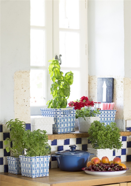 Blumenkörbchen Liv Blau 2er Set